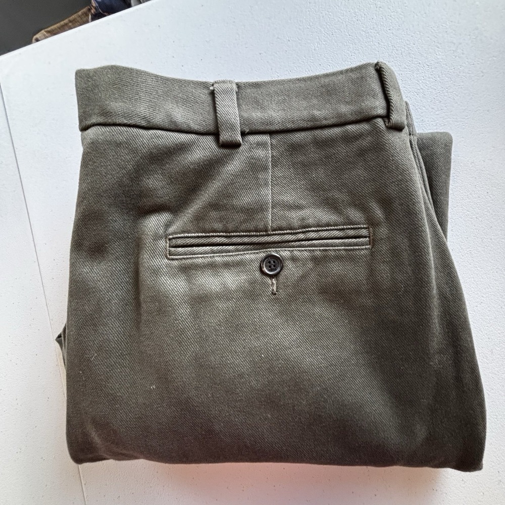 Brooks Brothers 346 Green Dress Pants Mens‎ 35x32 Thicker Cotton Flat Front